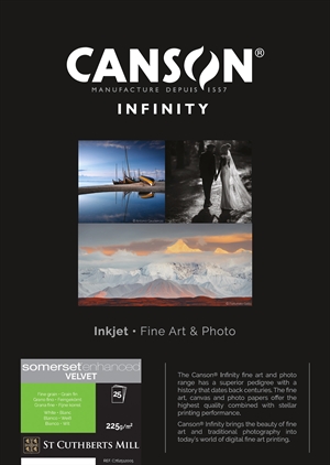 Canson Somerset Enhanced Velvet  225 g/m² - A3+, 25 Blatt